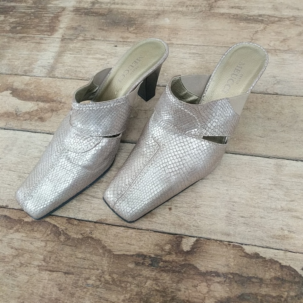 Rose gold reptile mules | Made in Italy | EUC